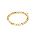 Goudkleurige elastische stainless steel armband met ronde kralen van 6 mm.