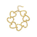 Armband linked hearts - Goud Armband