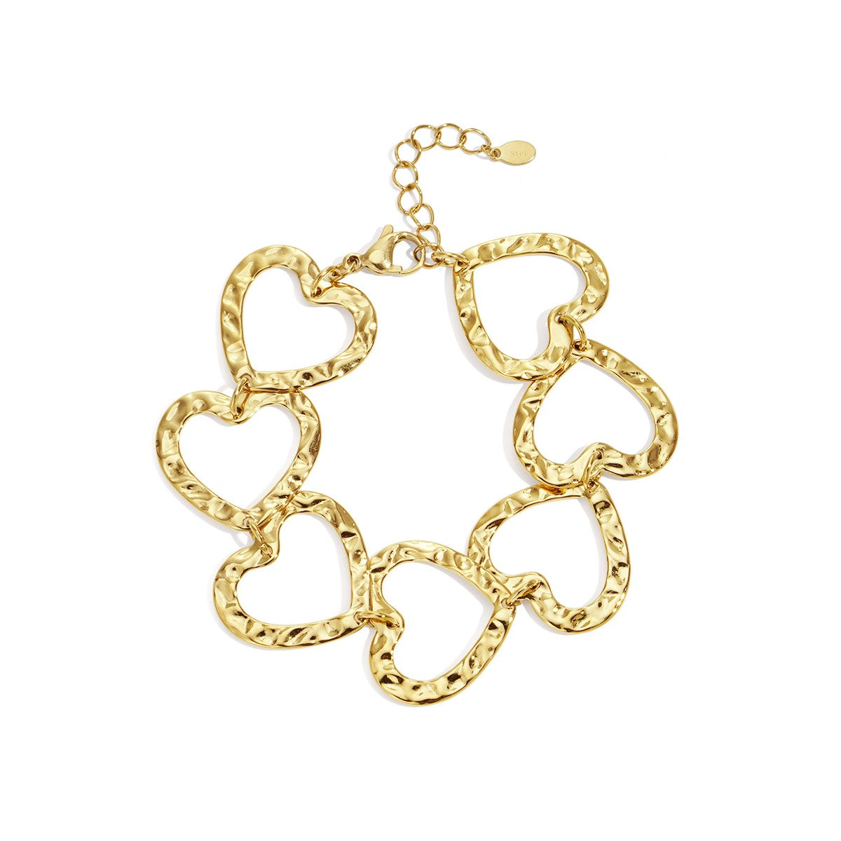 Armband linked hearts - Goud Armband