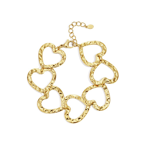 Armband linked hearts - Goud Armband