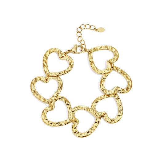 Armband linked hearts - Goud Armband