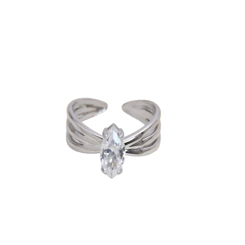 Ring oval strass - Zilver Ring