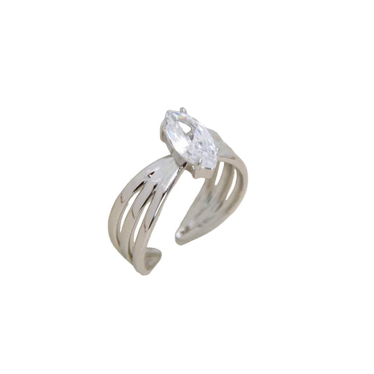 Ring oval strass - Zilver Ring