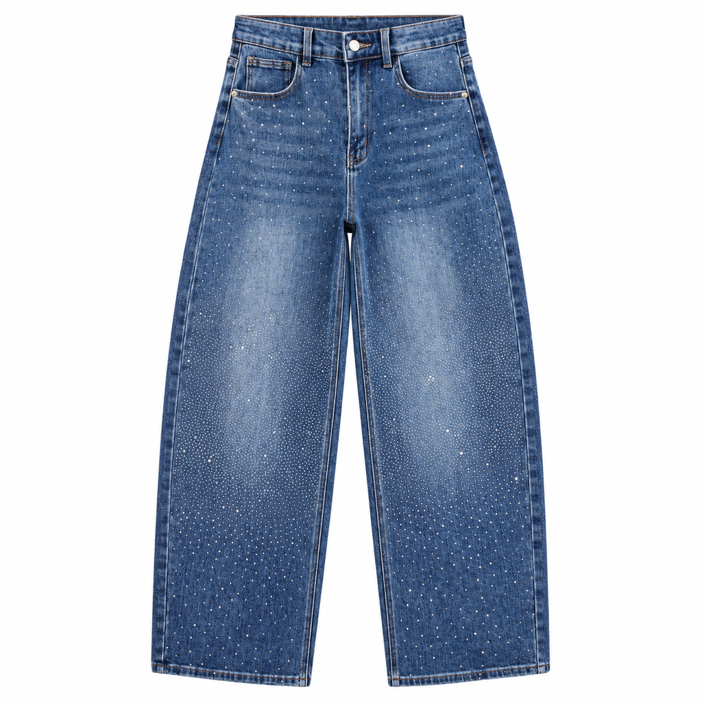 Balloon Jeans Met Strass – Denim Blue Jeans