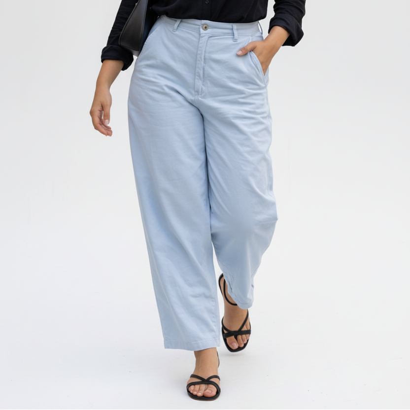 Barrel Broek Curvy - Lichtblauw Broeken