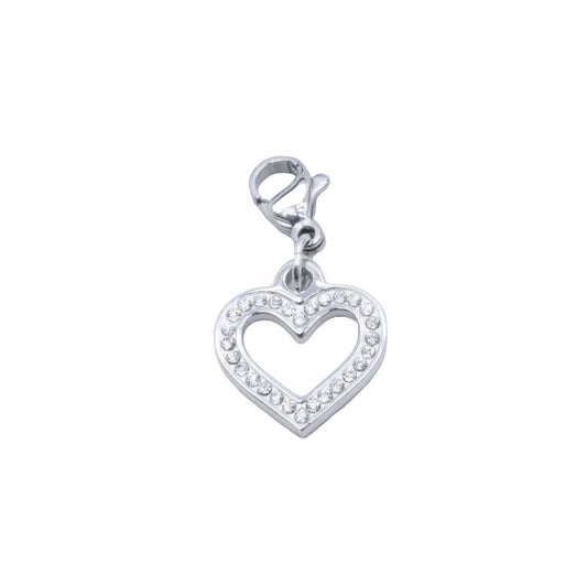 Bedel hart met strass - Zilver bedel