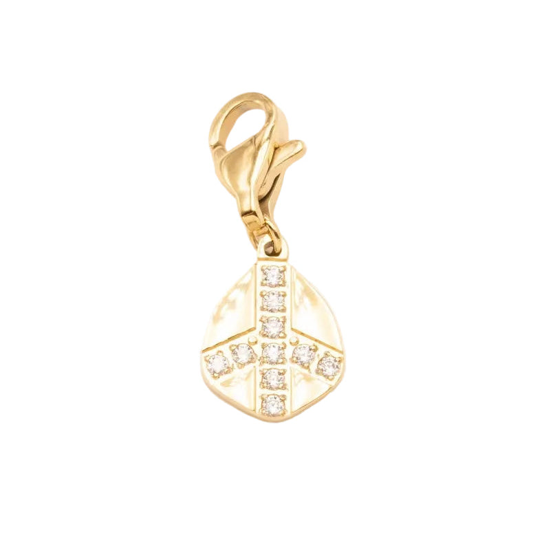 Bedel peace & love met strass - Goud Bedels