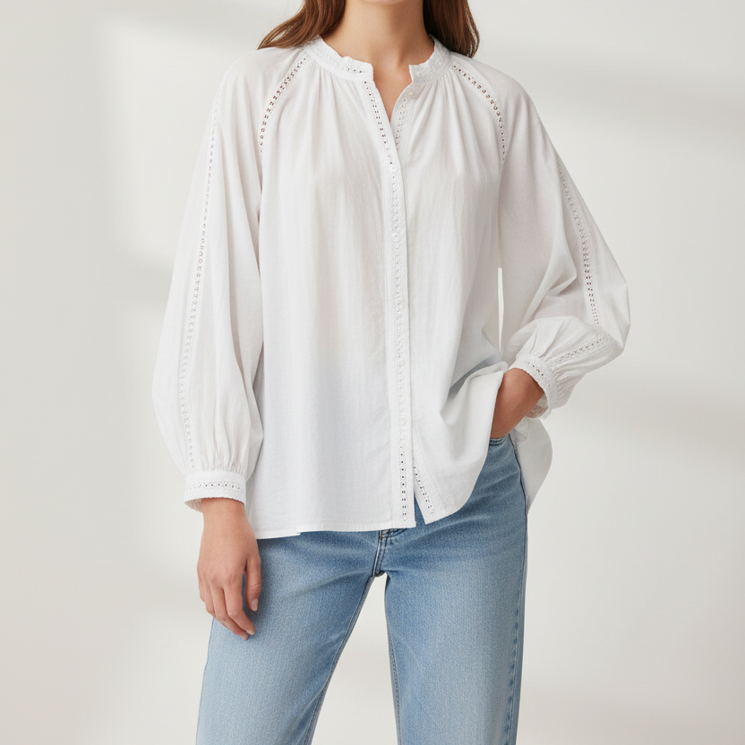 Witte Broderie Blouse Blouse