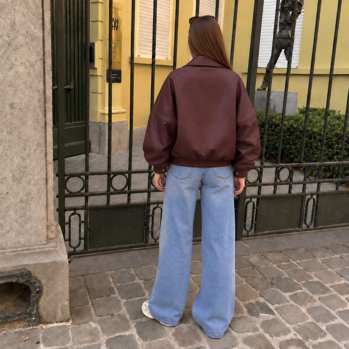 Oversized Jacket Burgundy – Leather Look Jassen