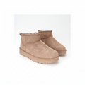 Taupe Enkellaarsjes Dames met Teddy | Charlis schoenen