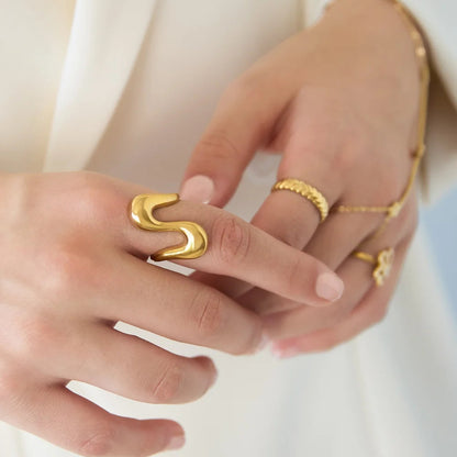 Ring Wave Goud Ring