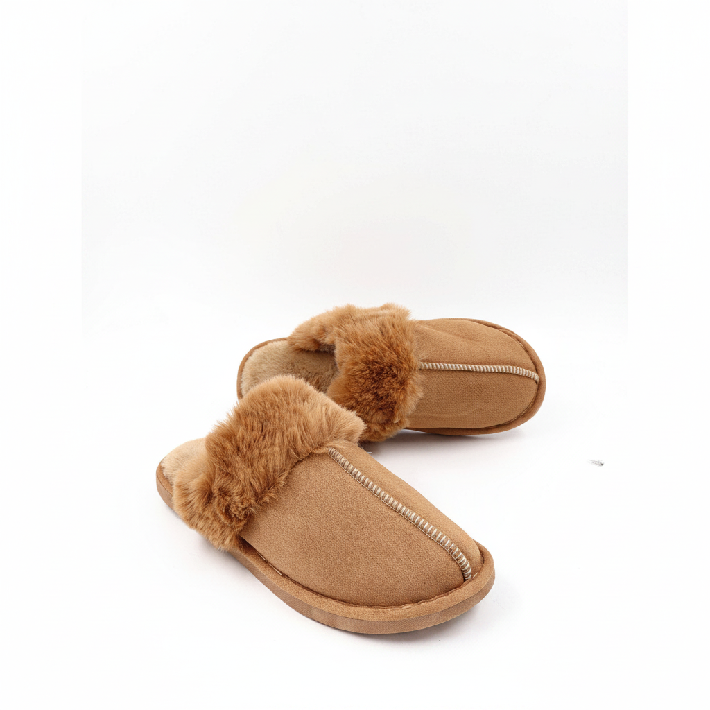 Camel Slippers met Teddy schoenen