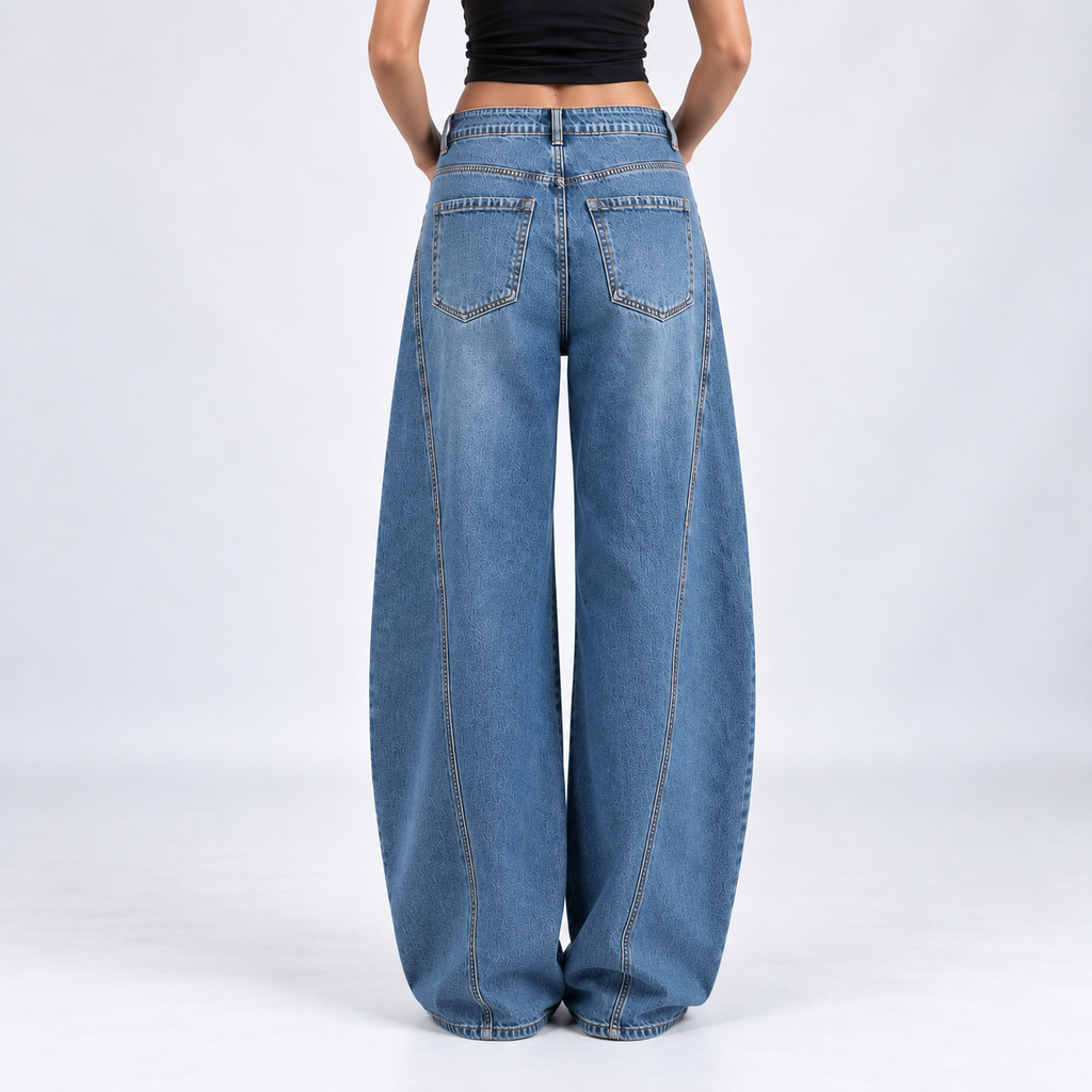 Barrel Mom Jeans Mid Blue – High Waist Stretch Jeans