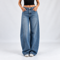 Barrel Mom Jeans Mid Blue – High Waist Stretch Jeans