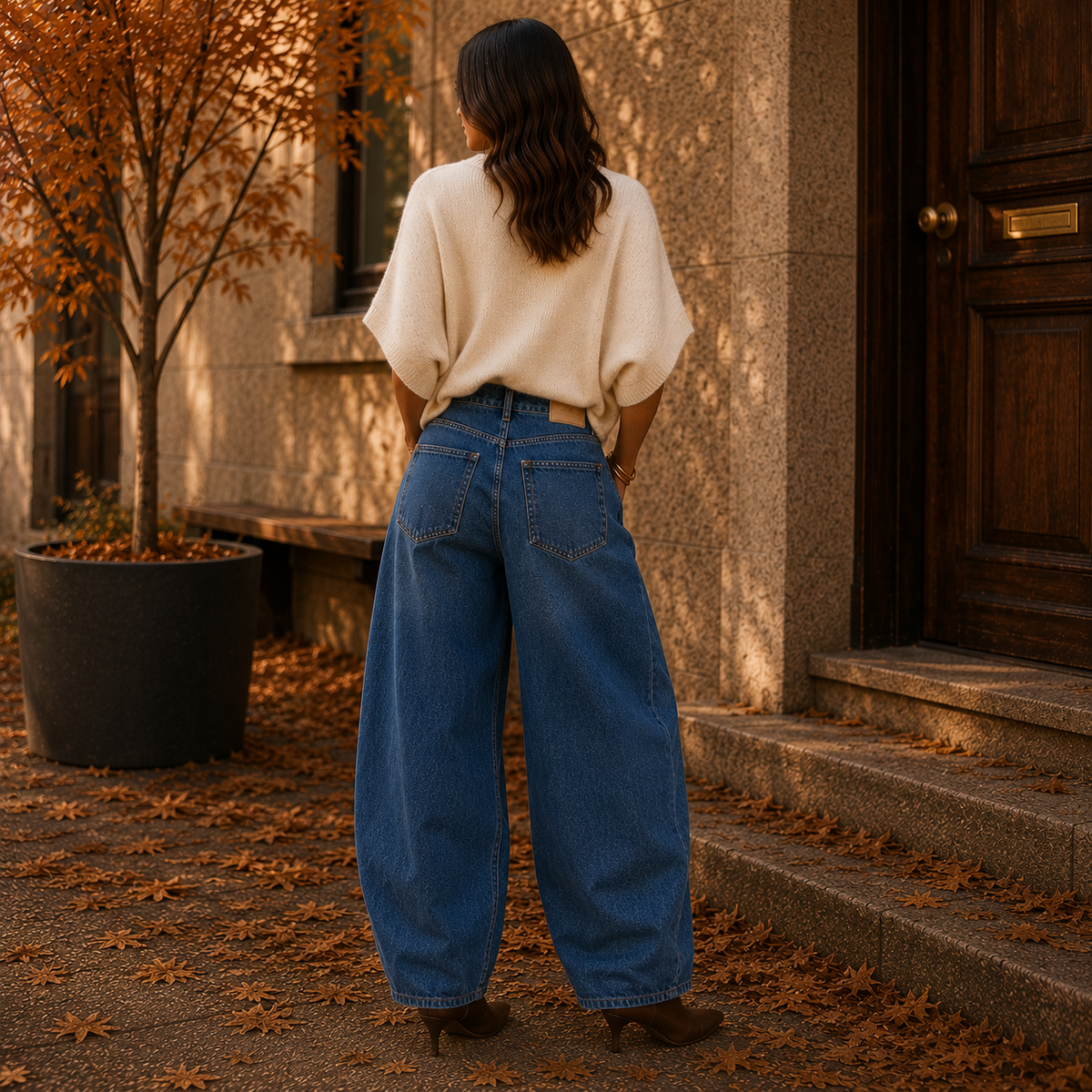 Barrel Jeans Donkerblauw – High Waist Relaxed Fit broeken