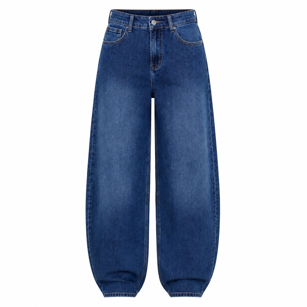 Barrel Jeans Donkerblauw – High Waist Relaxed Fit broeken