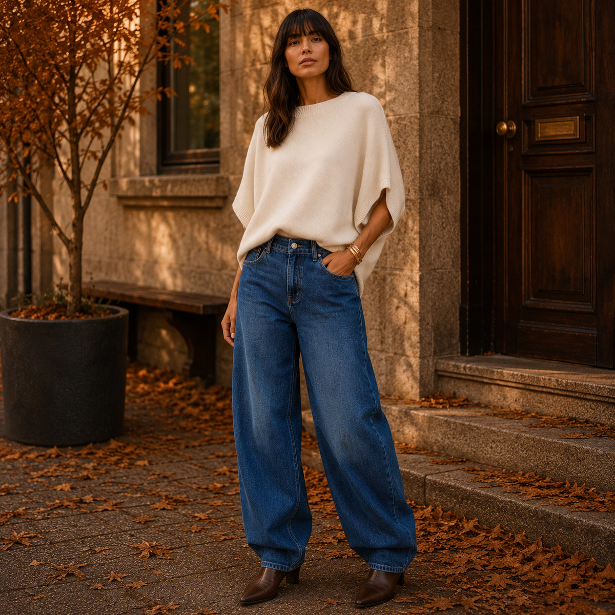 Barrel Jeans Donkerblauw – High Waist Relaxed Fit broeken