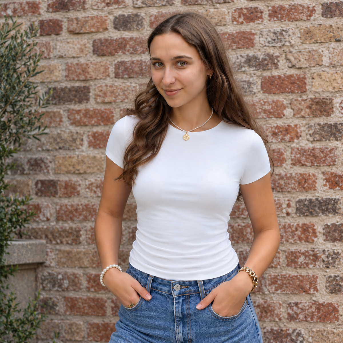 Basic Top Korte Mouw - Wit Tops