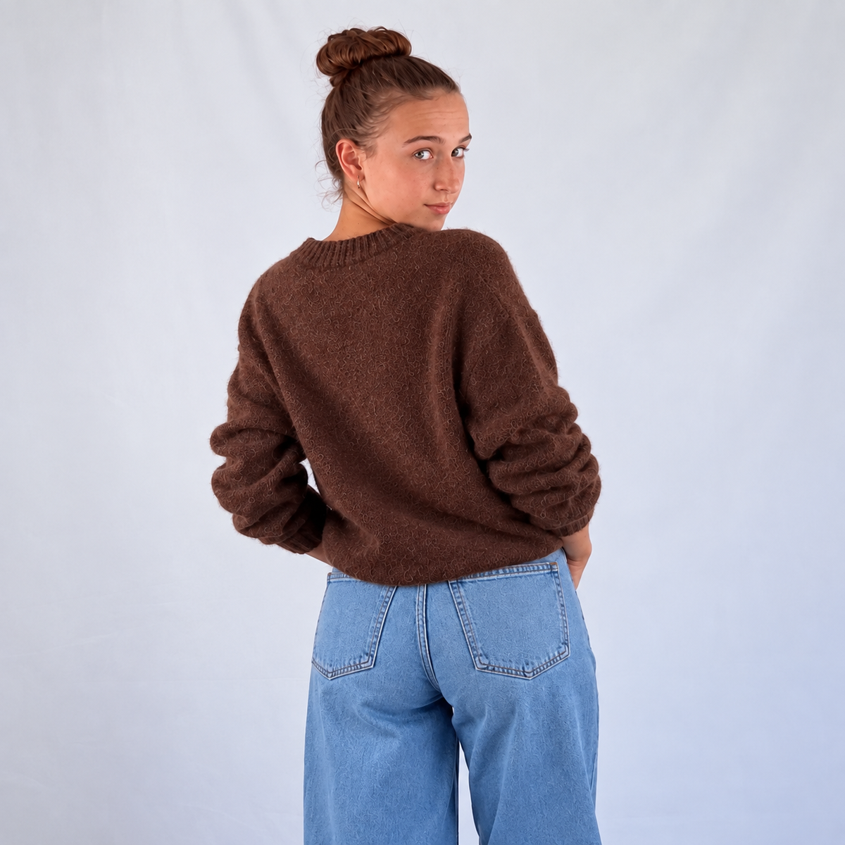 Fluffy Knit Trui Bruin Sweater
