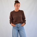 Fluffy Knit Trui Bruin Sweater