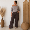 Curvy Wide Leg Jeans Chocolate Brown Curvy