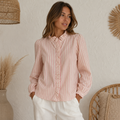 Blouse Ruffled Gestreept - Roze Blouse