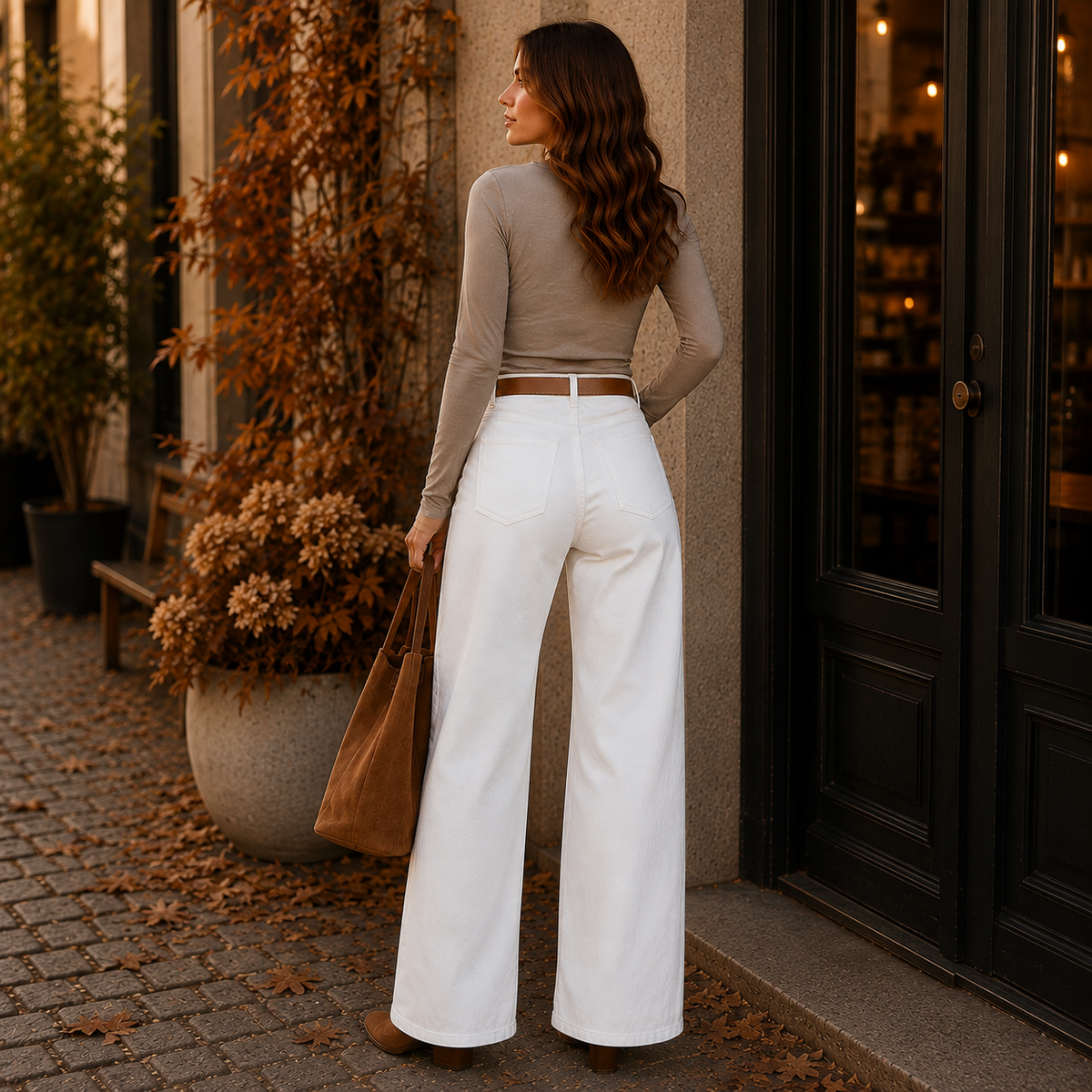 Goodies Wide Leg Jeans Wit – High Waist broeken