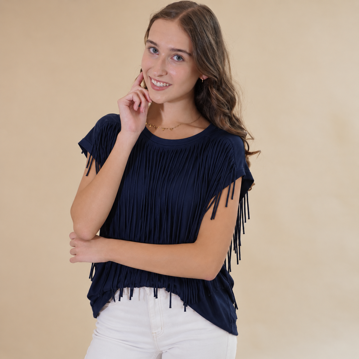 Franjes Top Navy Tops