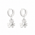Oorbellen Bloem met Strass – Zilver oorbellen