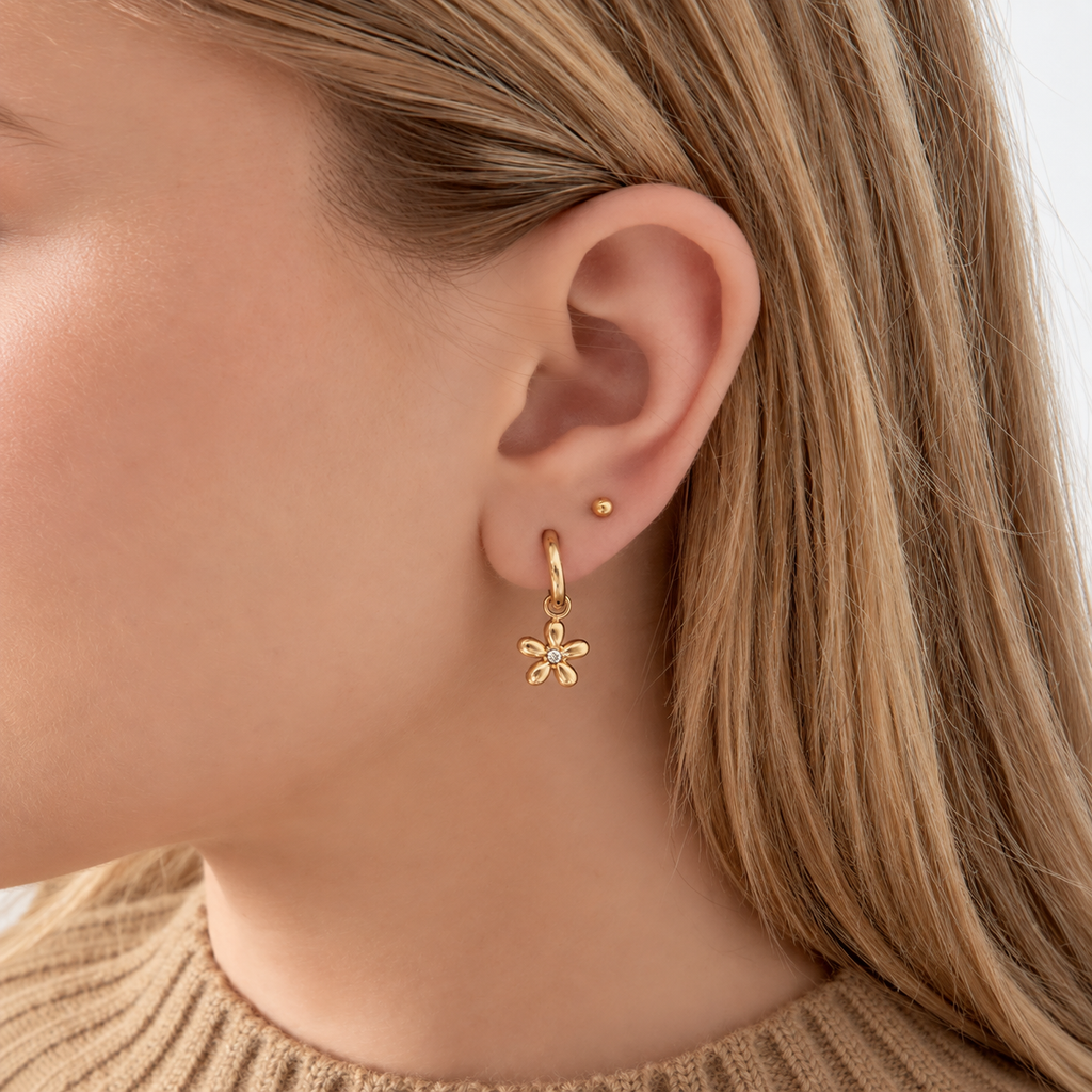 Oorbellen Daisy Bloem - Goud oorbellen