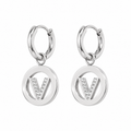 Oorbellen V-Circle Strass - Zilver oorbellen