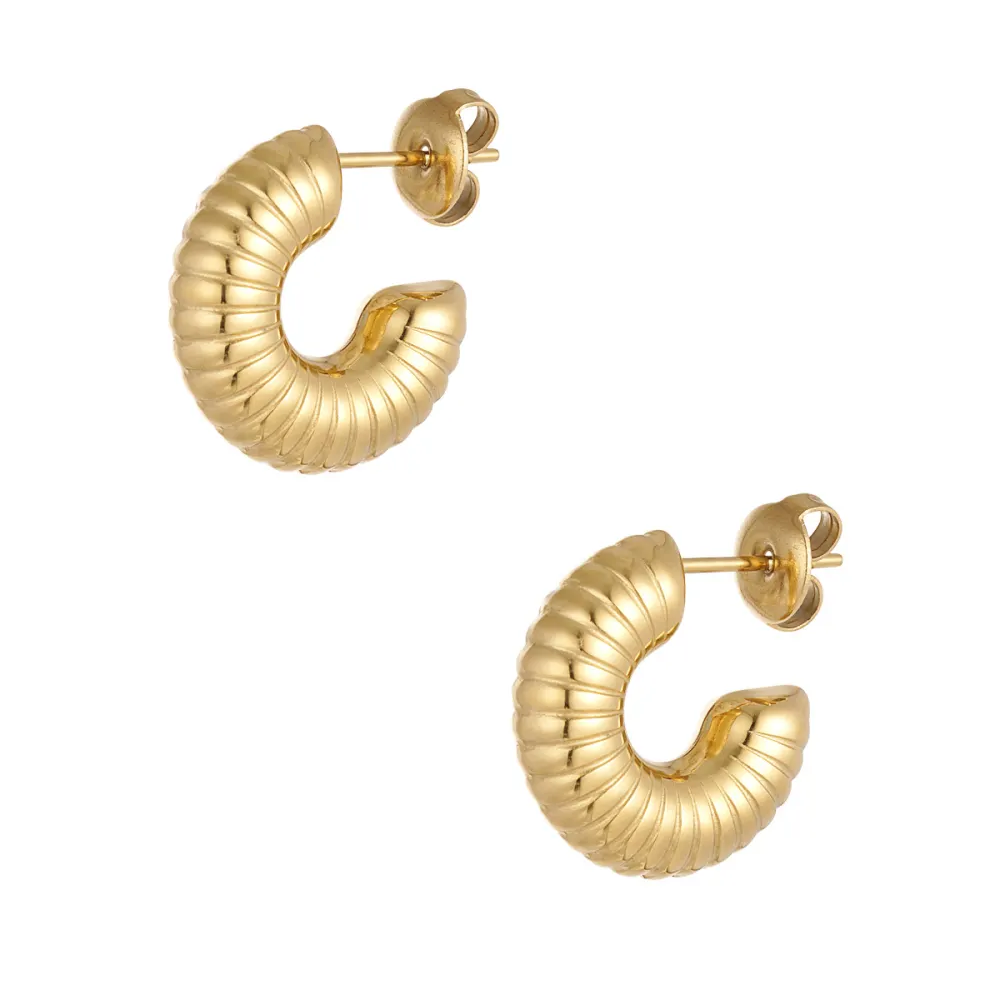 Oorbellen Striped Moon Goud oorbellen