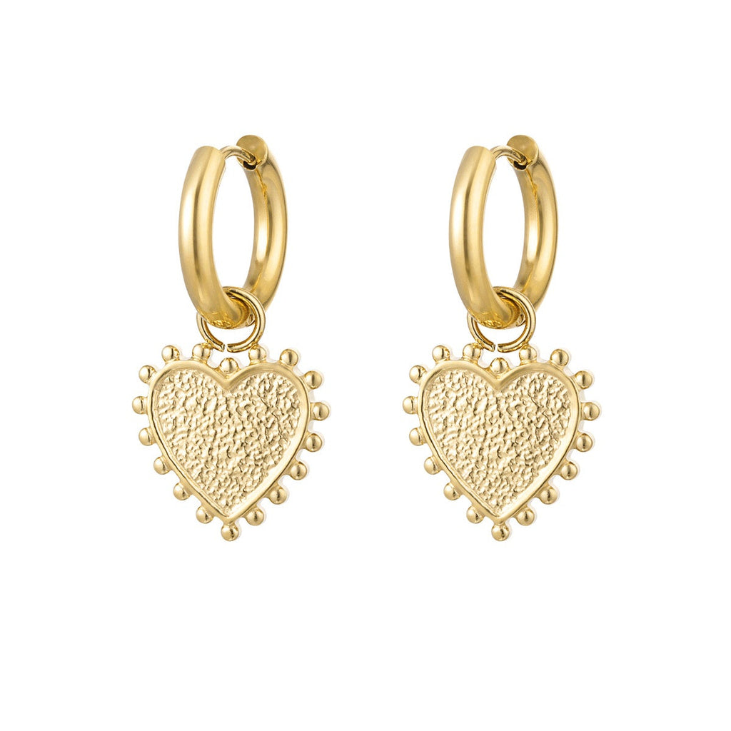 Oorbellen Versierd Hart – Goud oorbellen