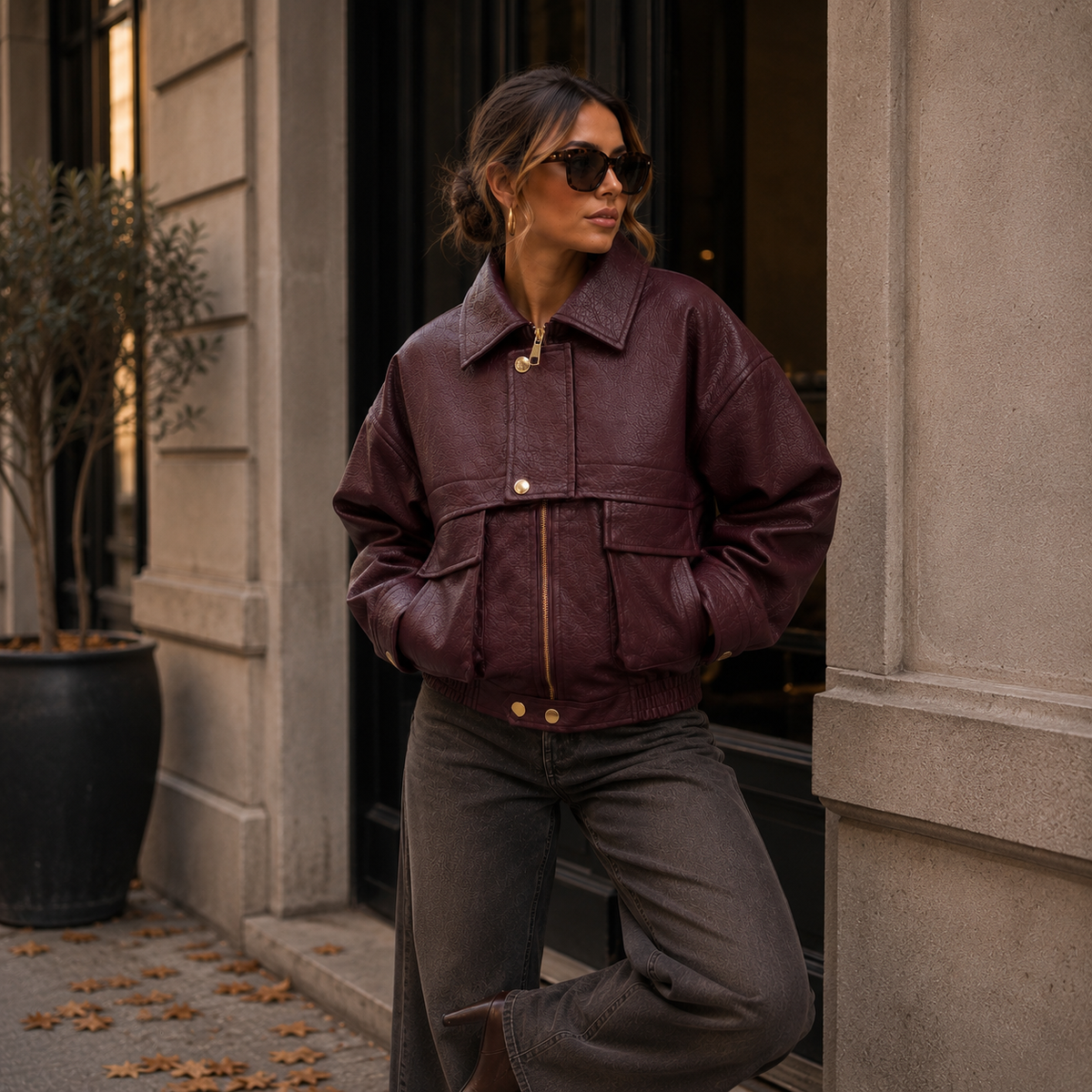 charlis-oversized-jacket-leather-look-plum-voorkant