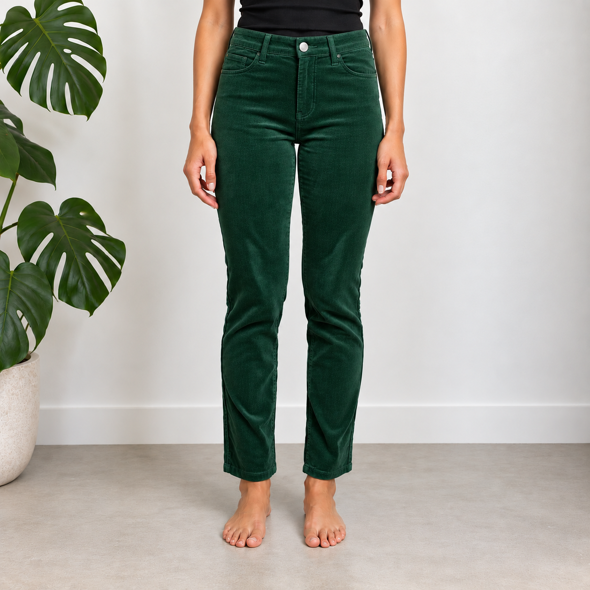 Broek Ribvelours Groen Broeken