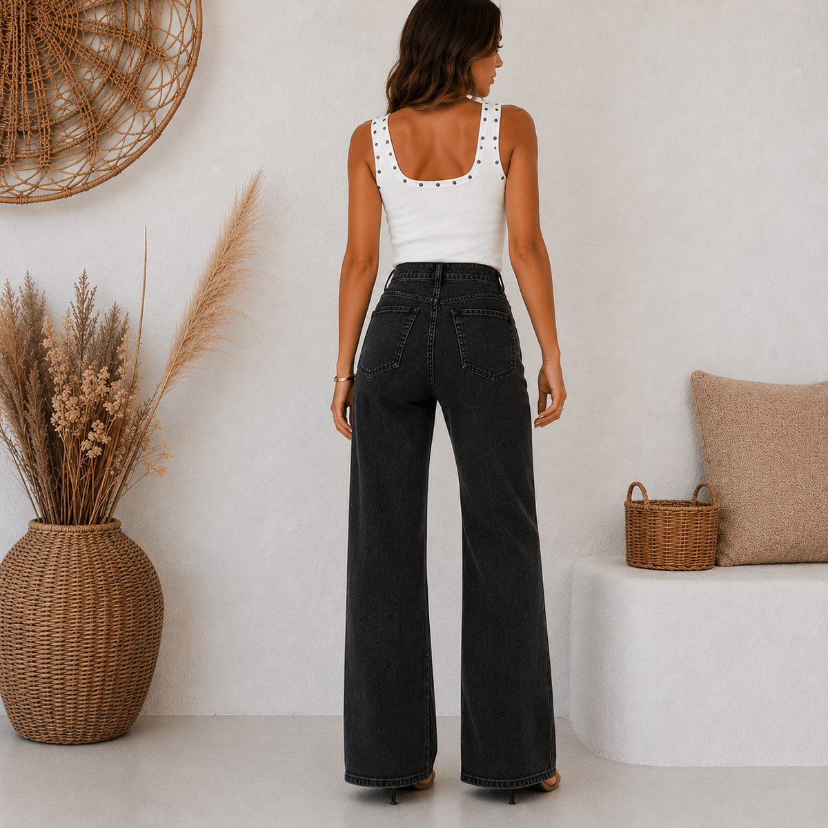 Jeans High Waist Wide Leg – Antraciet Jeans