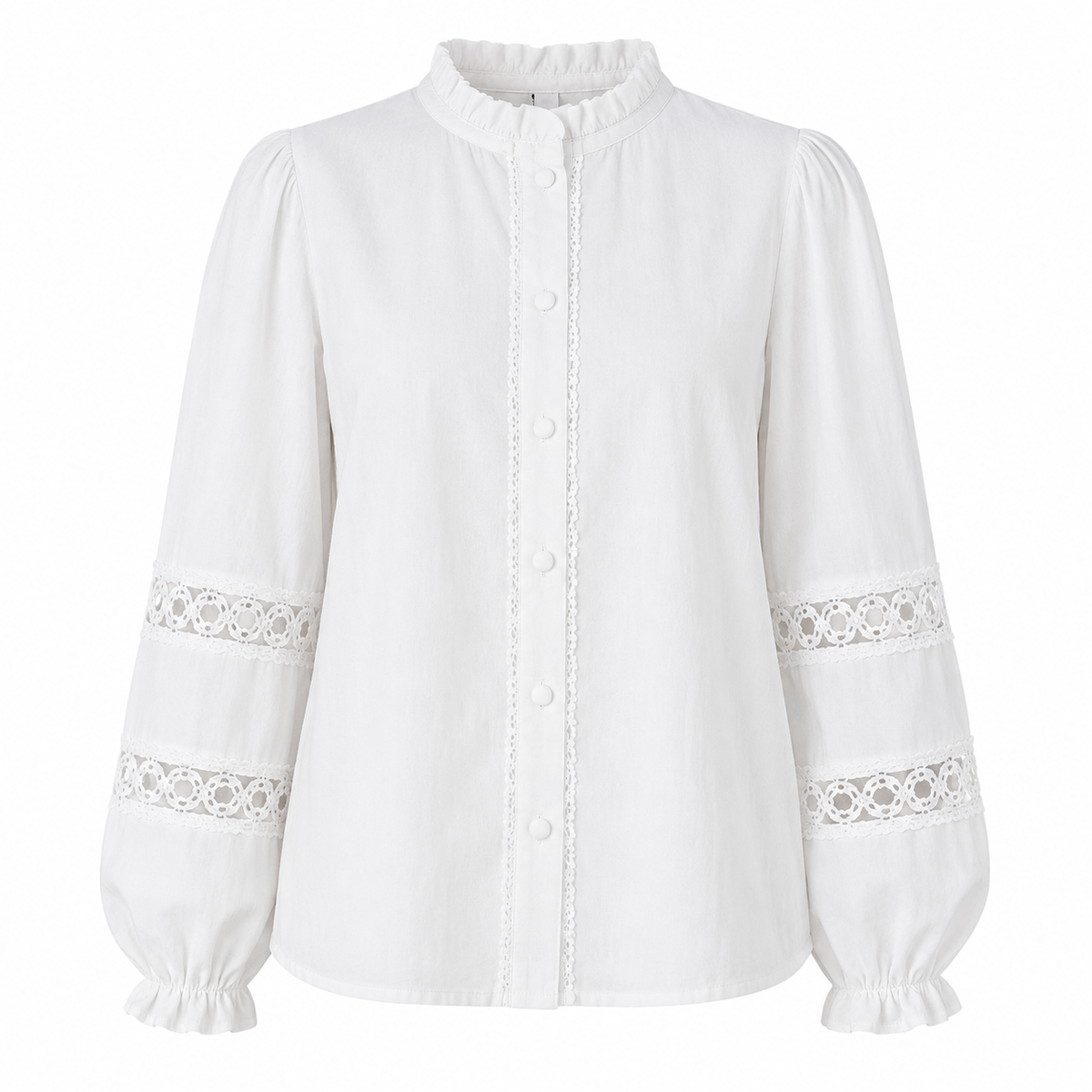 Witte Broderie Blouse met Ruffles – 100% Katoen tops