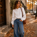 Witte Broderie Blouse met Ruffles – 100% Katoen tops