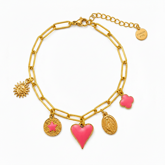 Bedel Armband Roze & Goud Armband