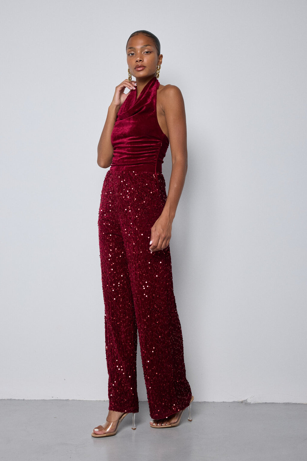 Jumpsuit Pailletten Bordeaux Jumpsuit