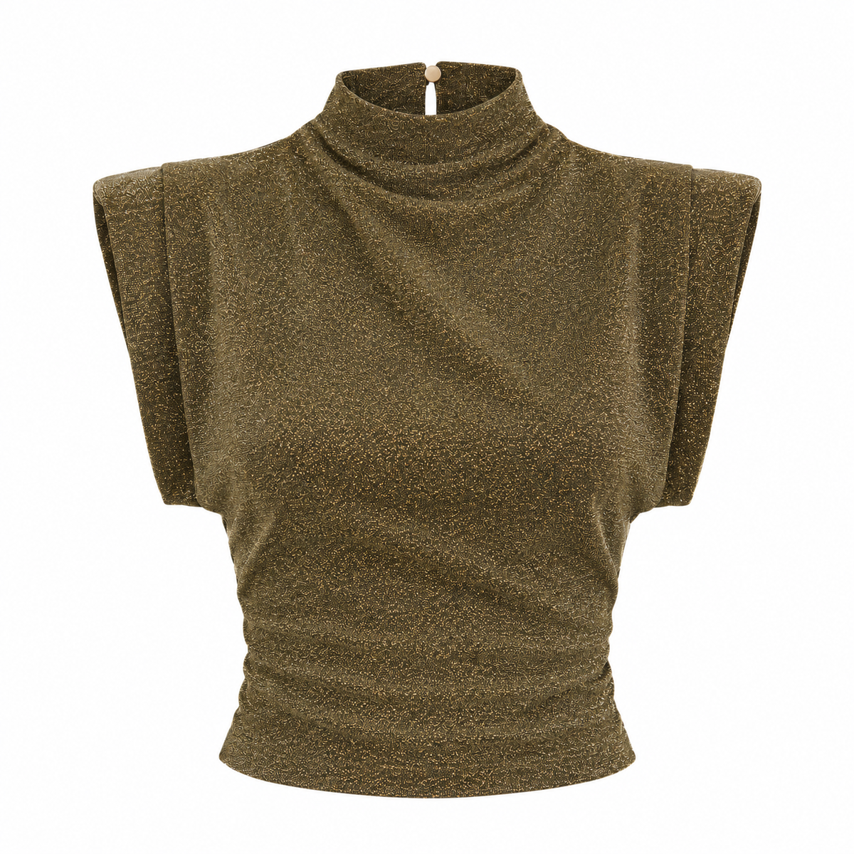 Cropped Glittertop met Schoudervulling – Goud Top