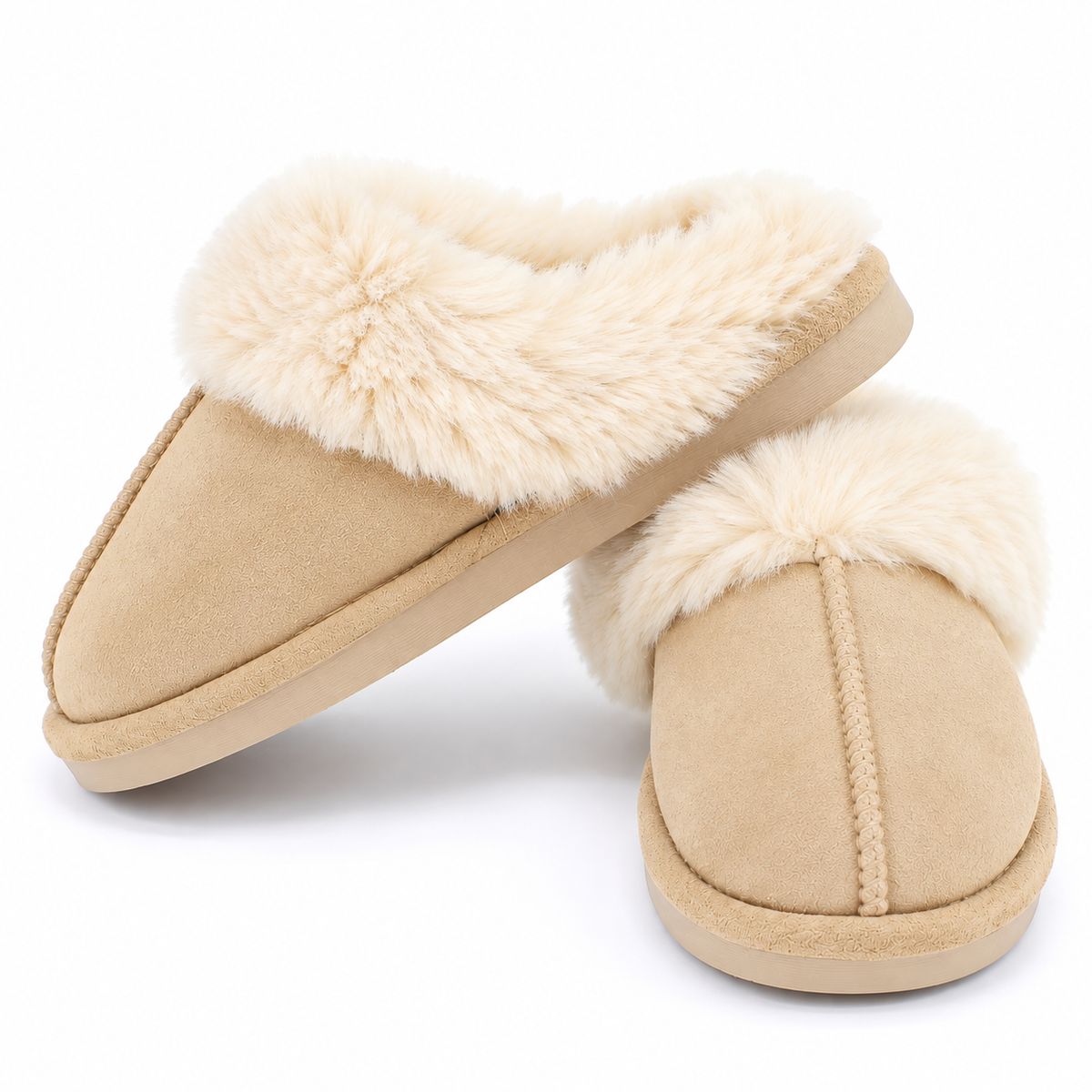 Dames Pantoffels Met Teddy Beige Pantoffels