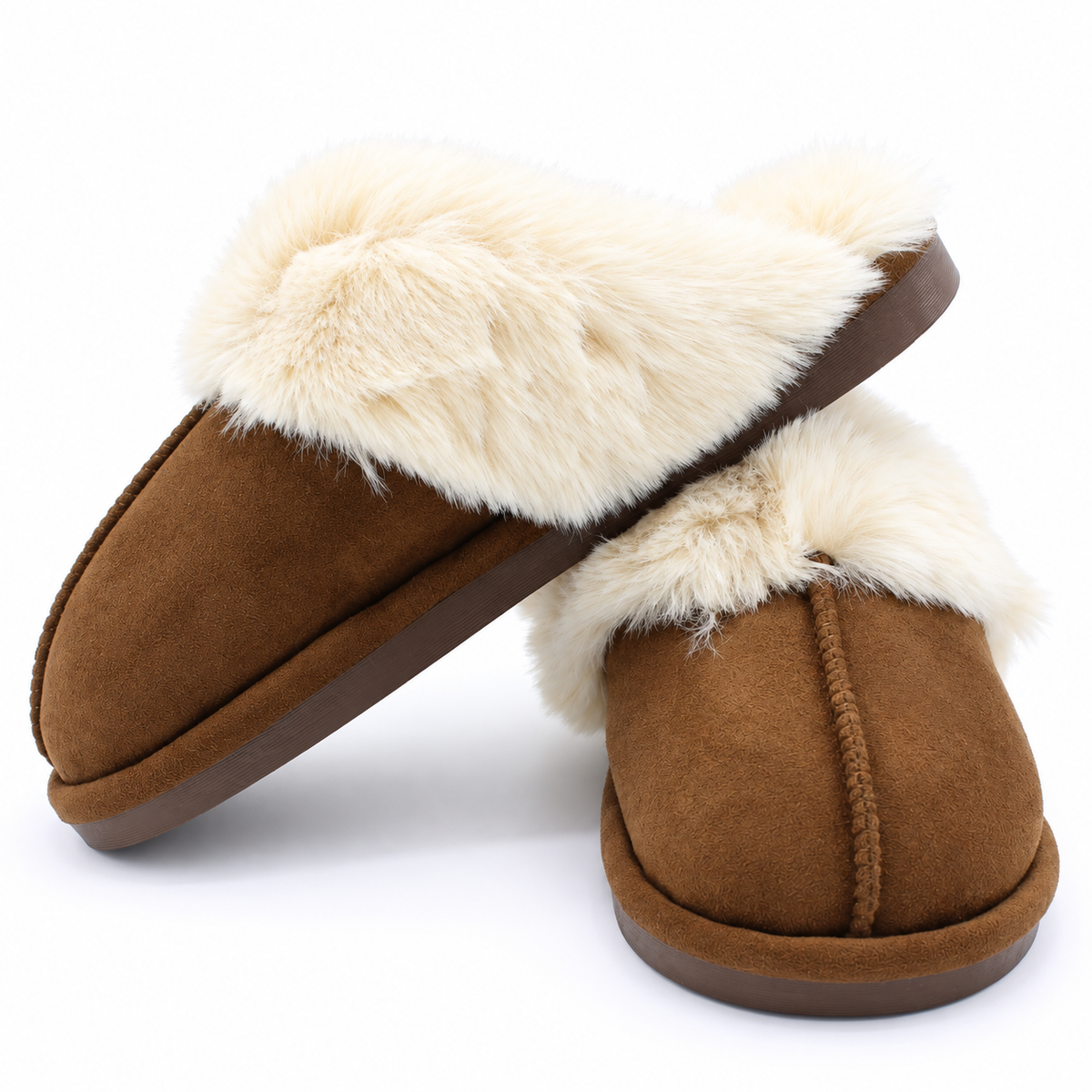 Dames Pantoffels Met Teddy Donkerbruin Pantoffels