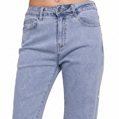 Jeans Wide Leg Strass