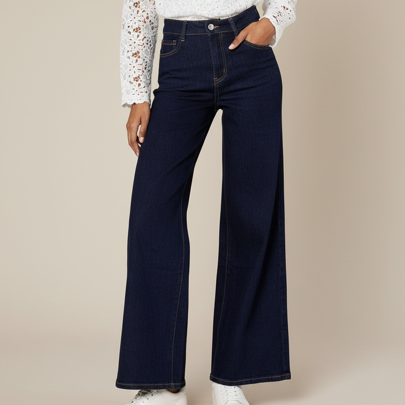 Jeans High Waist Super Wide Leg - Donkerblauw Jeans