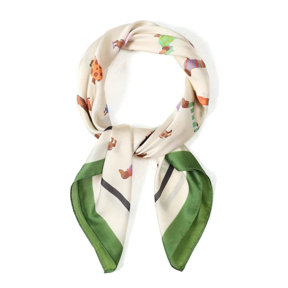 Sjaaltje met Teckelprint beige sjaal