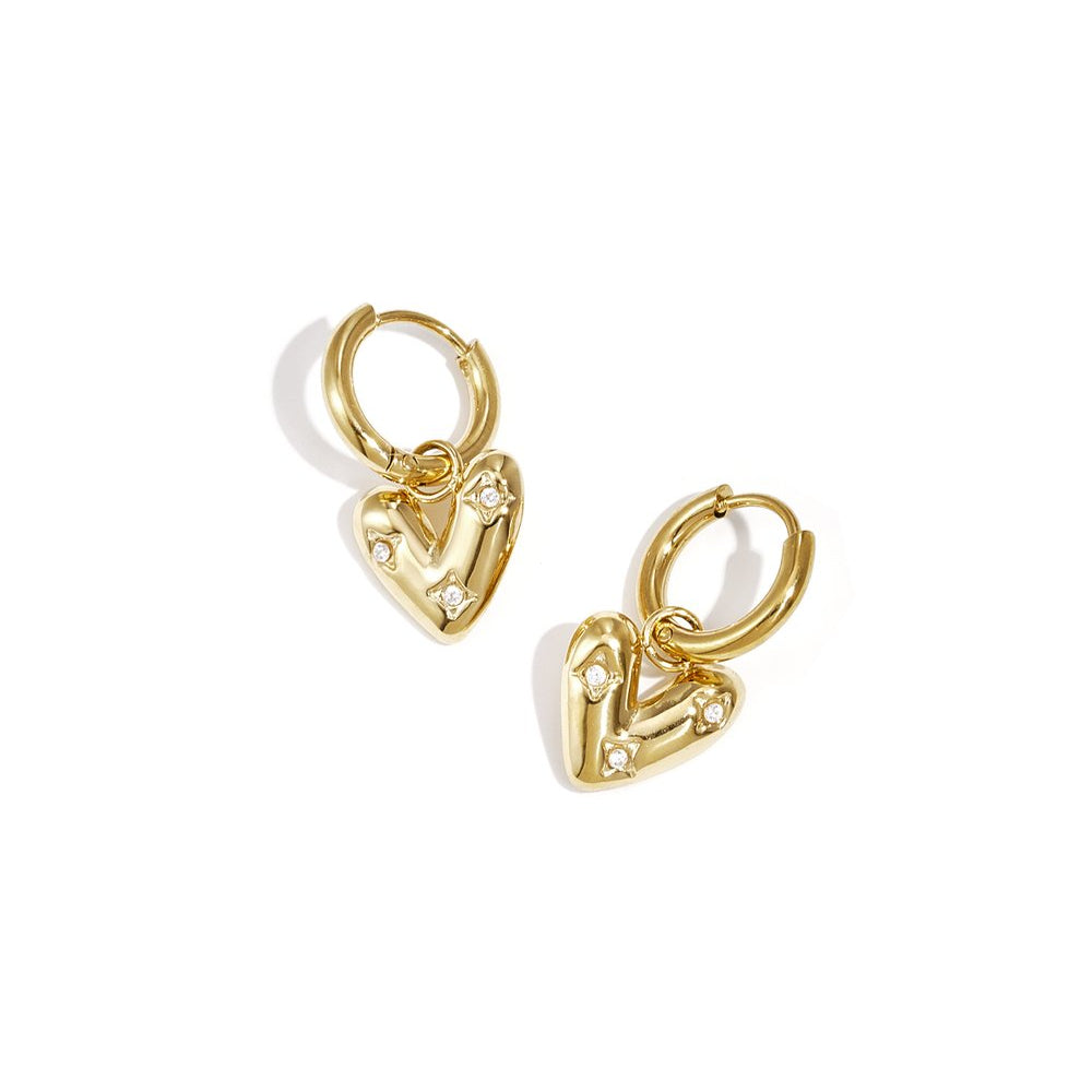 Oorbellen Little Heart Strass - Goud Oorbellen