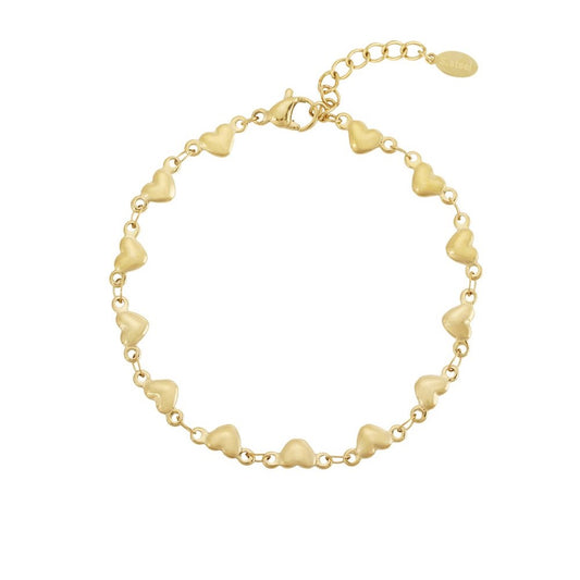 Armband multi hearts - Goud