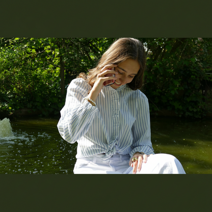 Blouse Ruffled Gestreept - Blauw Blouse
