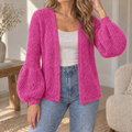 Fuchsia wollen vest met pofmouwen ij charlis